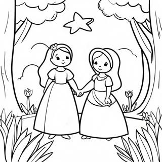 Trinity und Madison in einem magischen Garten Ausmalbild | Trinity und Madison Ausmalbild