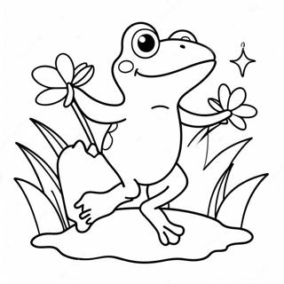 Süßer Frosch beim Springen Ausmalbild | Amphibien Ausmalbild