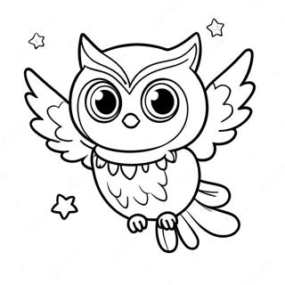 Owlette fliegt am Nachthimmel Ausmalbild | Owlette Ausmalbild