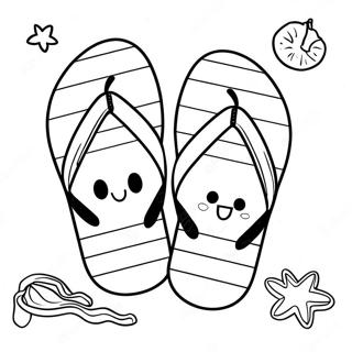 Niedliche Strand-Flip-Flops Ausmalbild | Flip Flop Ausmalbild