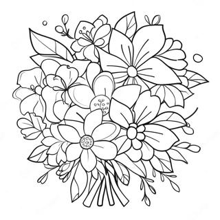Schöner Blumenstrauß Ausmalbild | Blumen Muttertag Ausmalbild