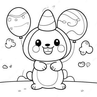 Niedlicher Pochacco mit Ballons Ausmalbild | Pochacco Ausmalbild
