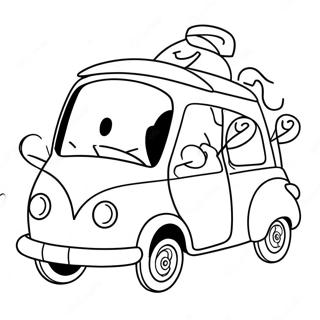 Niedliches Cartoon-Auto-Ausmalbild | Einfaches Auto Ausmalbild