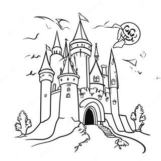 Draculas gruseliges Schloss Ausmalbild | Hotel Transsilvanien Ausmalbild