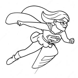 Supergirl fliegt in Aktion Ausmalbild | DC Superheldinnen Ausmalbild