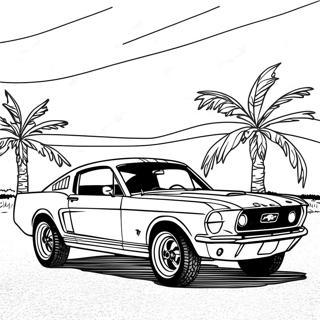 Klassisches Mustang Auto Ausmalbild | Mustang Auto Ausmalbild