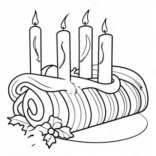 Festlicher Yule-Log mit Kerzen Ausmalbild | Jul Ausmalbild