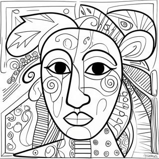 Abstraktes Picasso Stil Ausmalbild | Picasso Ausmalbild