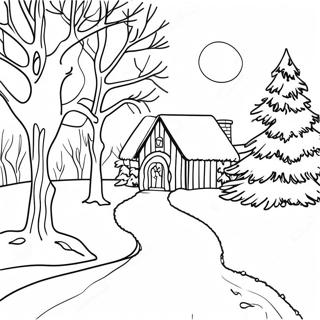 Januar Winterwunderland Ausmalbild | Januar Ausmalbild