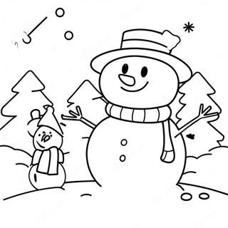 Januar Schneemann Bauen Ausmalbild | Januar Ausmalbild