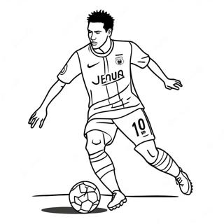 Neymar Dribbling am Verteidiger vorbei Ausmalbild | Neymar PSG Ausmalbild