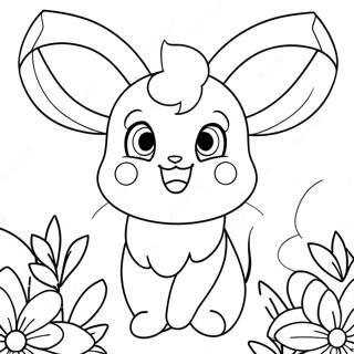 Niedliches Sylveon mit Blumen Ausmalbild | Sylveon Ausmalbild