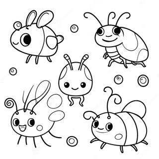 Niedliche Cartoon-Insekten Ausmalbild | Käfer Ausmalbild