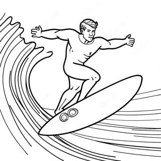 Cooler Surfer, der eine Welle reitet Ausmalbild | Surfen Ausmalbild