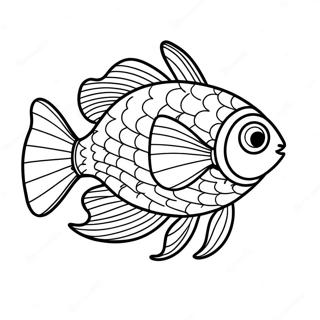 Bunter Regenbogenfisch Schwimmend Ausmalbild | Regenbogenfisch Ausmalbild