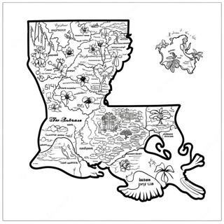 Louisiana Staatskarte Ausmalbild | Louisiana Ausmalbild