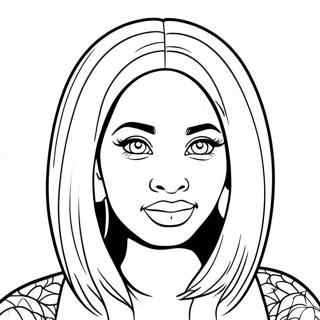 Nicki Minaj mit bunten Haaren Ausmalbild | Nicki Minaj Ausmalbild