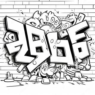 Bunte Graffiti-Wand Ausmalbild | Graffiti Ausmalbild