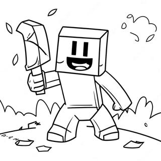 Herobrine mit Creeper Ausmalbild | Herobrine Ausmalbild