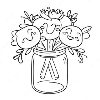 Niedliches Einmachglas mit Blumen Ausmalbild | Einmachglas Ausmalbild