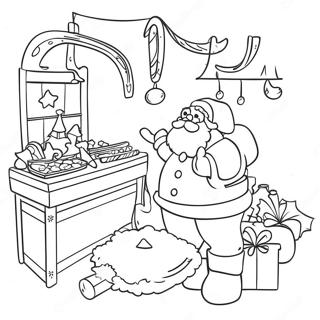 Ausmalbild von Santas Werkstatt | Santawerkstatt Ausmalbild