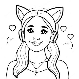 Ariana Grande mit Katzenohren Ausmalbild | Ariana Grande Ausmalbild