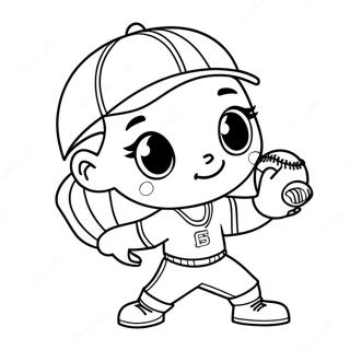 Niedlicher Softball Ausmalbild | Niedlicher Softball Ausmalbild