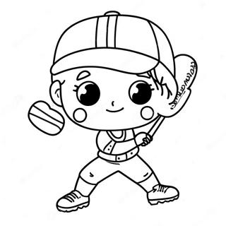 Hübscher Softballspieler Ausmalbild | Niedlicher Softball Ausmalbild