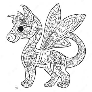 Bunte Alebrijes mit Mustern Ausmalbild | Alebrijes Ausmalbild