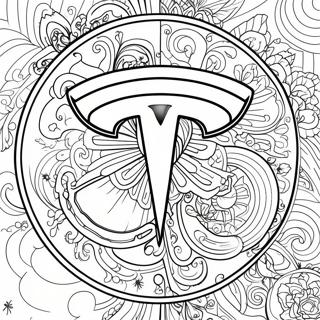 Tesla Logo Ausmalbild | Tesla Ausmalbild