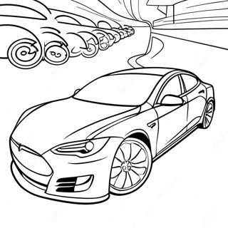 Tesla Model S Renn Ausmalbild | Tesla Ausmalbild