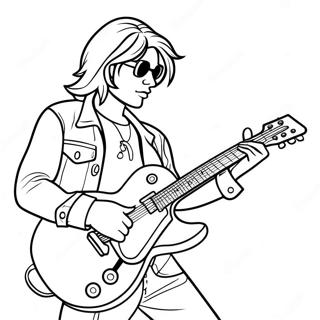 Rock und Roll Gitarrist Ausmalbild | Rock und Roll Ausmalbild