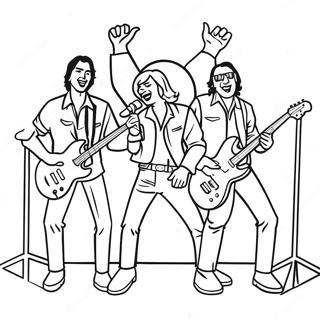 Rock und Roll Band auf der Bühne Ausmalbild | Rock und Roll Ausmalbild
