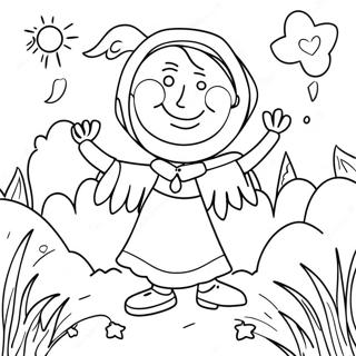 Freudiges Psalm Ausmalbild | KJV Bibel Ausmalbild