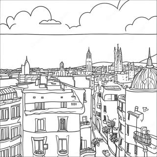 Barcelona Stadtansicht Ausmalbild | Barcelona Ausmalbild