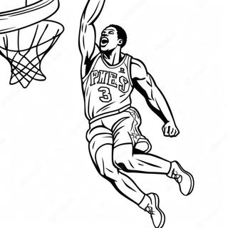 76ers Basketballspieler beim Dunking Ausmalbild | 76ers Ausmalbild