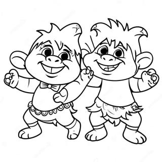 Fröhliche tanzende Trolle Ausmalbild | Viva Trolle Ausmalbild
