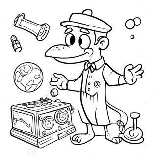 Phineas mit seinen Erfindungen Ausmalbild | Phineas und Ferb Ausmalbild