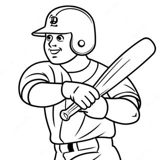 Dodgers Spieler mit Schläger Ausmalbild | Dodgers Ausmalbild