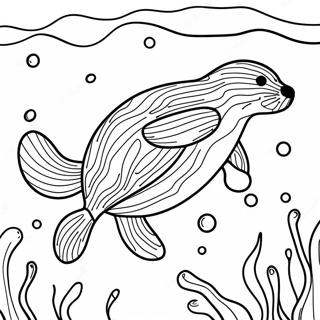 Seeotter schwimmt im Ozean Ausmalbild | Seeotter Ausmalbild