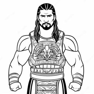 Roman Reigns Champion Pose Ausmalbild | Roman Reigns Ausmalbild