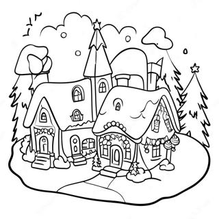 Weihnachtsdorf Ausmalbild | Weihnachtsdorf Ausmalbild