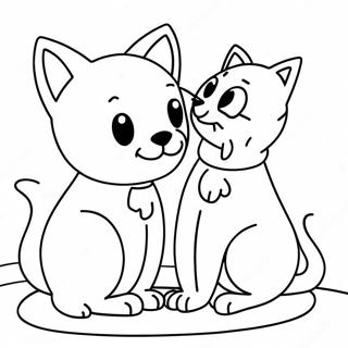 Verspielter Hund und Katze Ausmalbild | Hund und Katze Ausmalbild