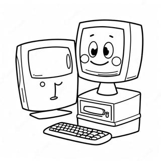 Niedlicher Cartoon-Computer Ausmalbild | Computer Ausmalbild