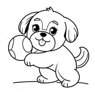 Niedlicher Shih Tzu spielt mit Ball Ausmalbild | Shih Tzu Ausmalbild