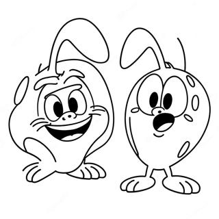 Ren und Stimpy Lustige Gesichter Ausmalbild | Ren und Stimpy Ausmalbild