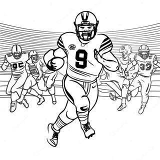 Saquon Barkley mit Fußball Ausmalbild | Saquon Barkley Ausmalbild