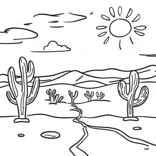 Einfaches Wüstenlandschaft Ausmalbild | Einfacher Wüsten Ausmalbild