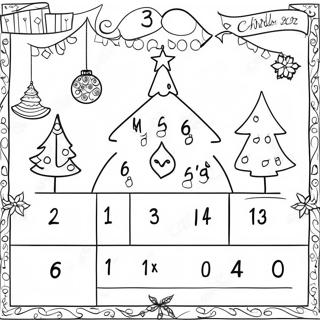 Weihnachts Countdown Kalender Ausmalbild | Weihnachts Countdown Ausmalbild