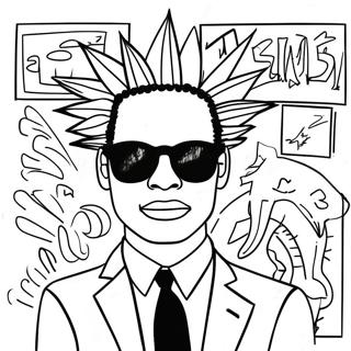 Buntes Basquiat-Kunst Ausmalbild | Basquiat Ausmalbild